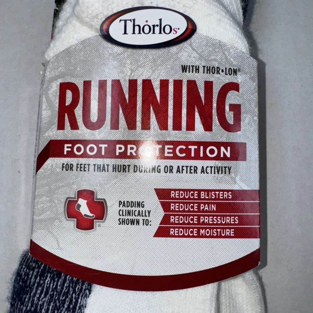 Thorlos Running‎ Unisex Ankle Socks Foot Protection Size Large White/Blue